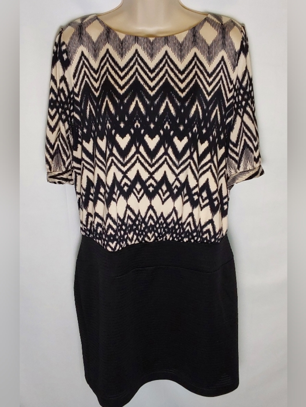 Luxology Cream & Black Mini Dress